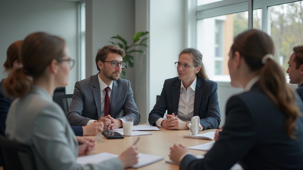 Interaktive Führungsschulung mit Teilnehmern in Diskussionsgruppen