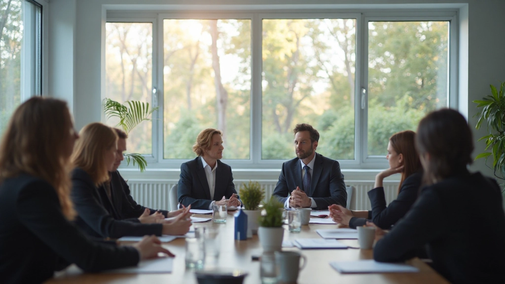 Professionelle Schulungsumgebung mit Teamleitern in modernem Konferenzsaal